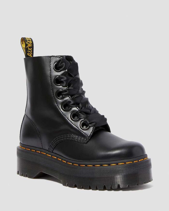 Dr Martens Vintersko Dame Svart Molly Læder Platform 4219SALOU